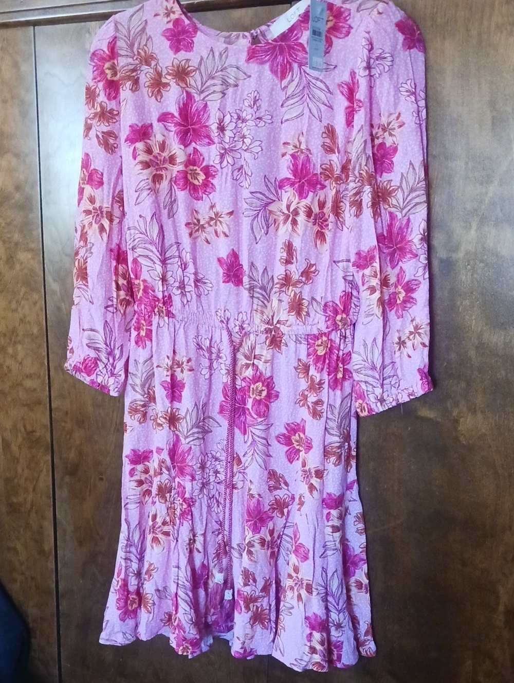 LOFT Pink Floral Blouse with Fuchsia and Peach Accents Sp And Mp Available.